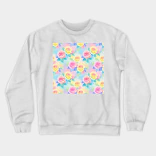 Soft Watercolor Rainbow Roses Crewneck Sweatshirt